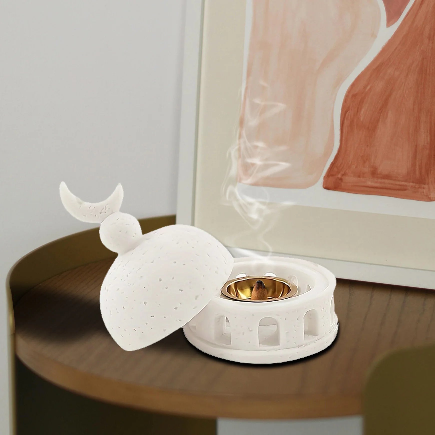 A creative Middle Eastern Moon Castle aromatherapy cup, incense burner decorations, living room office Eid Ramadan decorations i