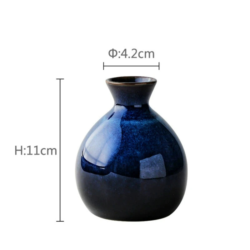 Retro Blue Japanese Sake Set (5-Piece)