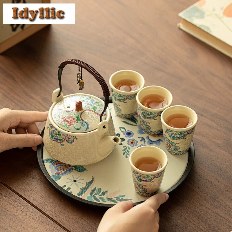 Zen Ceremony Tea Set – Luxury Hand-Painted Peony