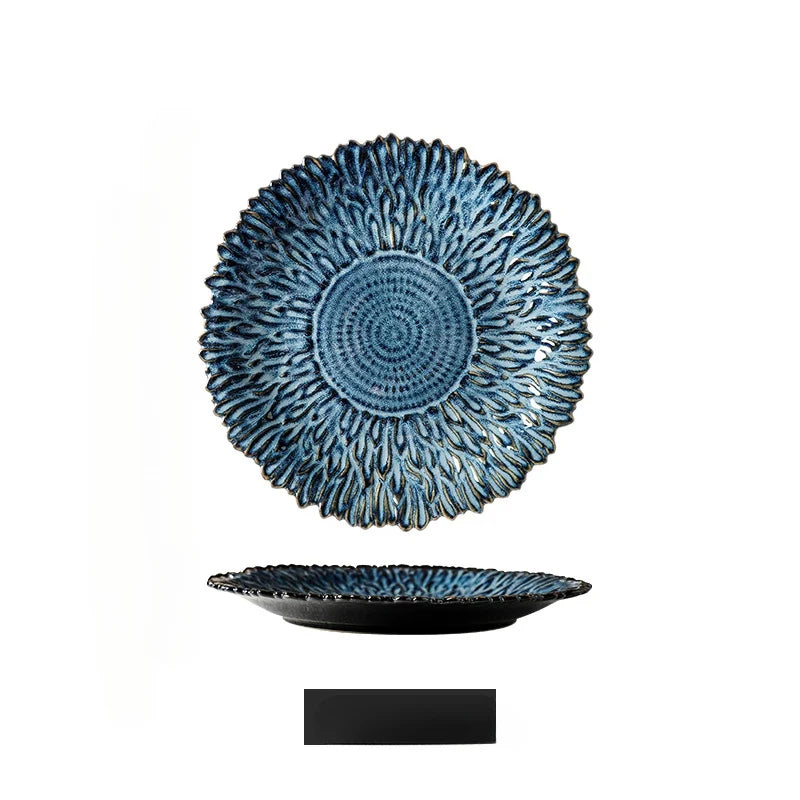 "Sun Bloom" Retro Kiln-Glazed Ceramic Flower Plate