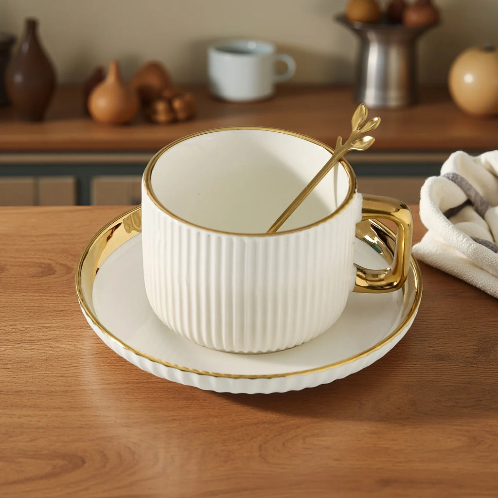 Royal Gold-Rimmed Coffee Cup.