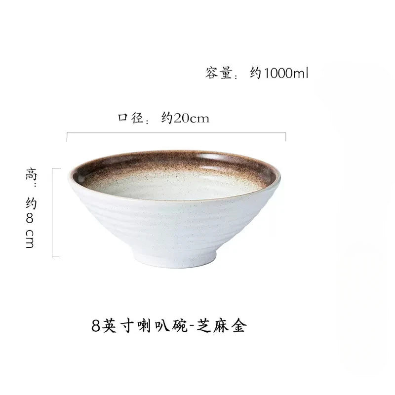 Japanese "Bamboo Hat" Ceramic Ramen Bowl – Creative Conical Noodle & Soup Bowl