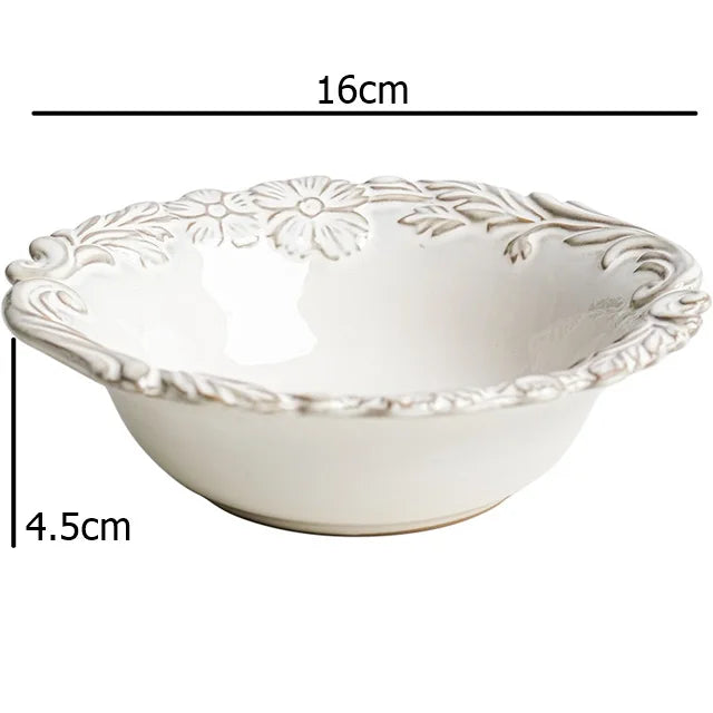 Vintage Stamped Floral Porcelain Plate – Elegant Serving Dish for Pasta & Desserts