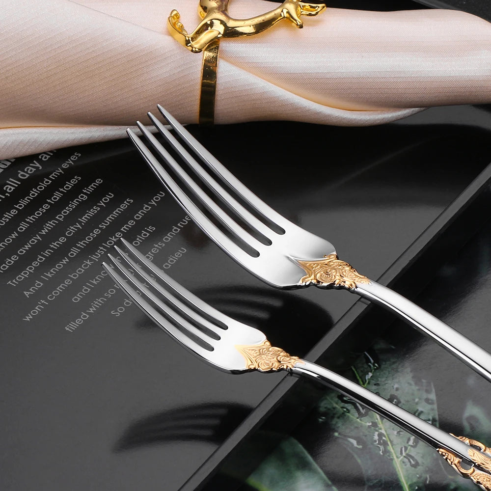 Royal Vintage 30-Piece Gold Plated Cutlery Set – Service for 6 (Gold, Rose Gold, Black)