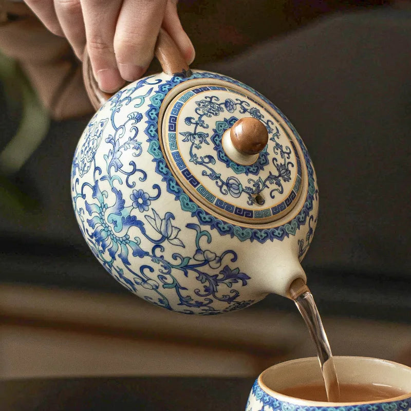 High-End Chinese Ru Ware Teapot & 2 Cups Set