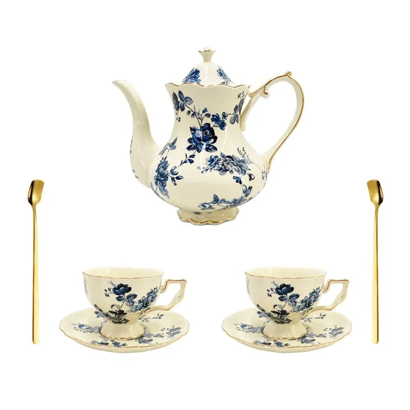 Vintage European Gold-Rimmed Tea Set