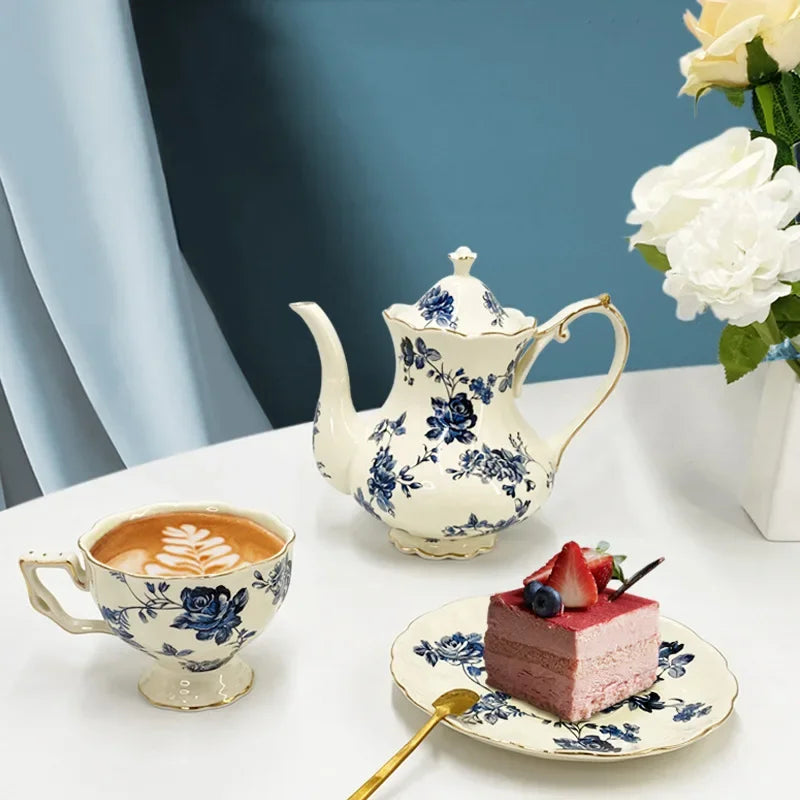 Vintage European Gold-Rimmed Tea Set