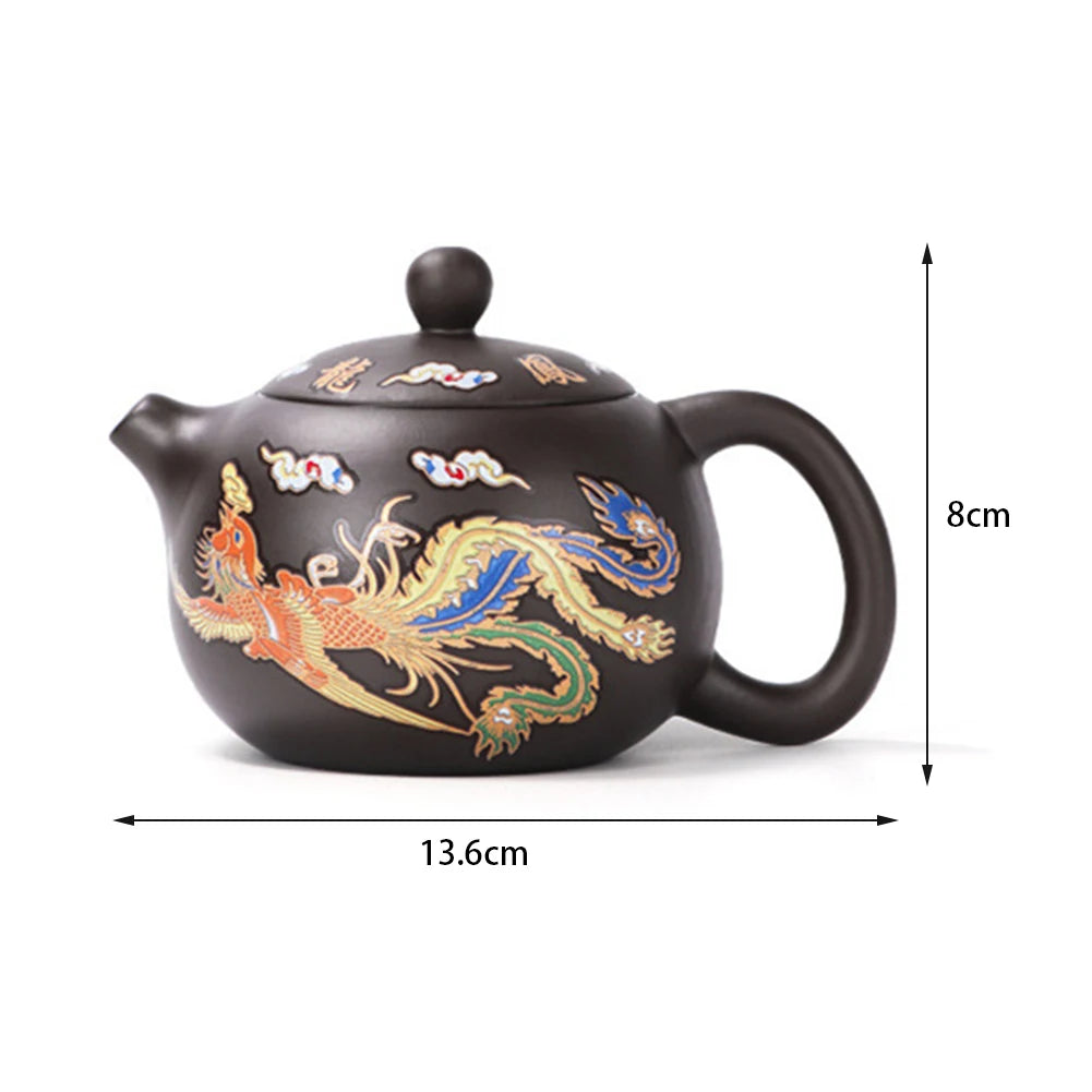 Color-Changing "Dragon & Phoenix" Purple Clay Teapot