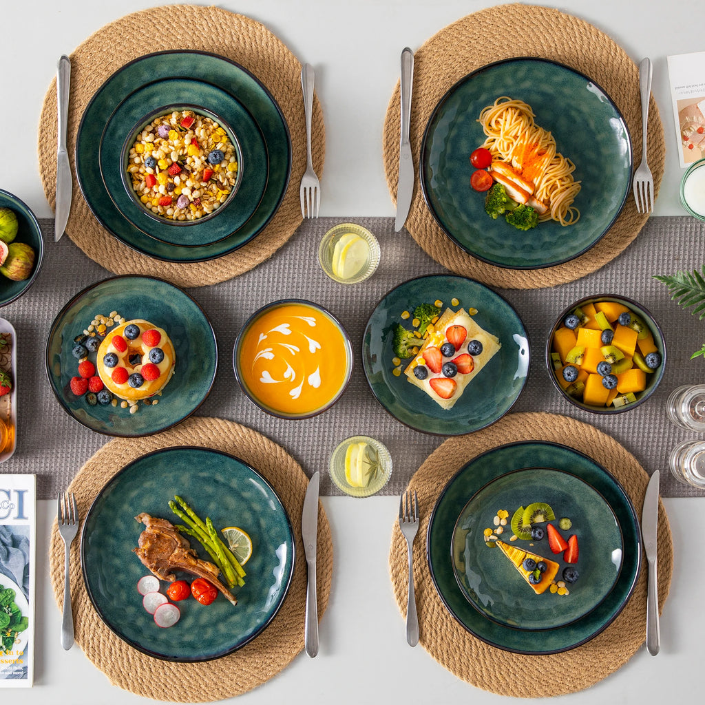 vancasso "Starry Green" Reactive Glaze Stoneware Dinner Set (12/24 Pieces)
