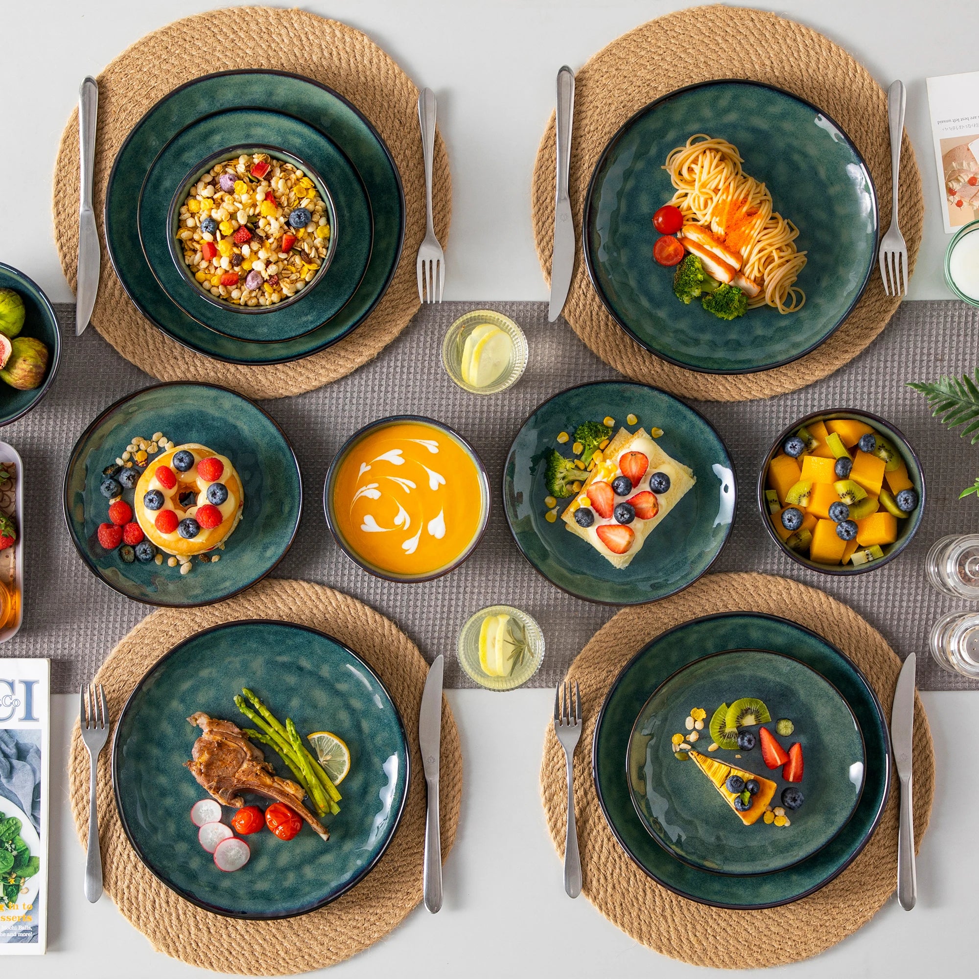 vancasso "Starry Green" Reactive Glaze Stoneware Dinner Set (12/24 Pieces)
