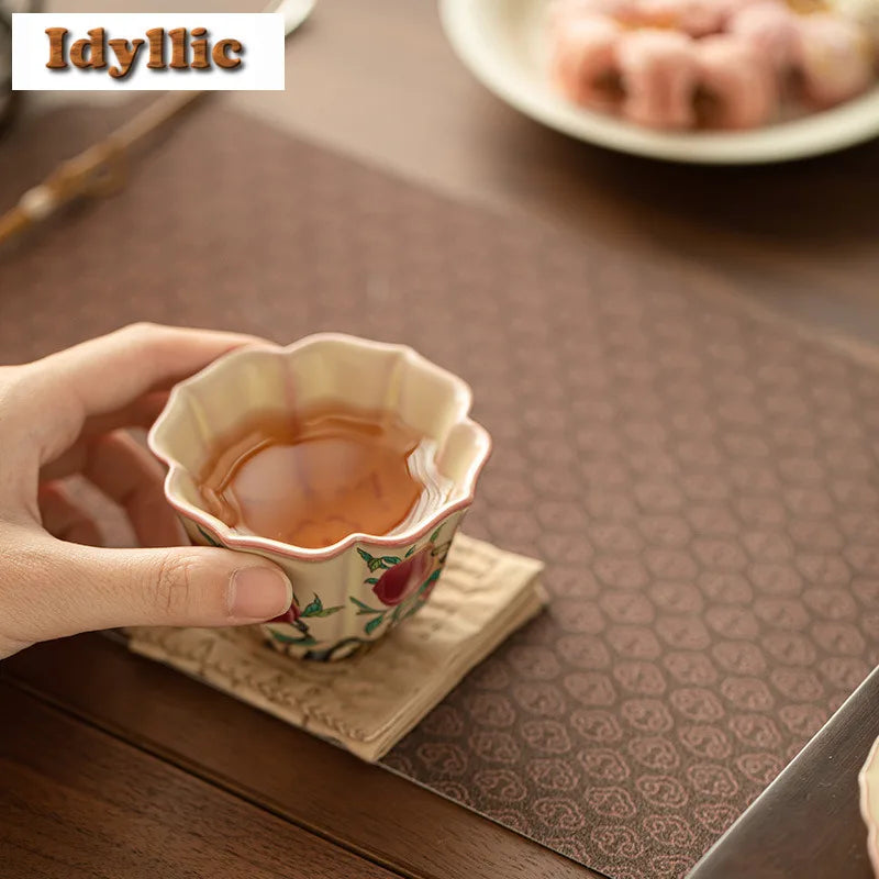 Elegant Ru Kiln Master Tea Bowl – Peach Blossom Edition