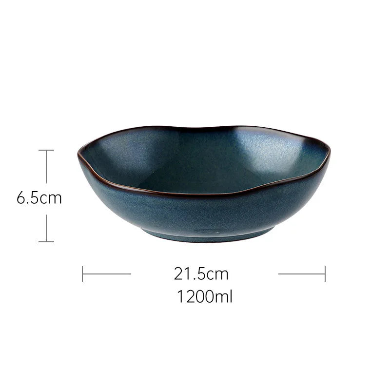 LingAo Japanese Kiln Glazed Ceramic Dinnerware Set – Artisan Bowls & Plates