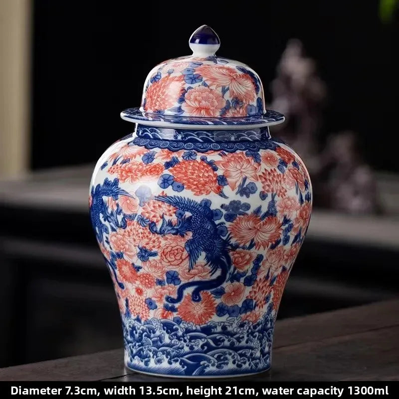 Classic Blue & White Porcelain Tea Canister – Moisture-Proof Storage Jar