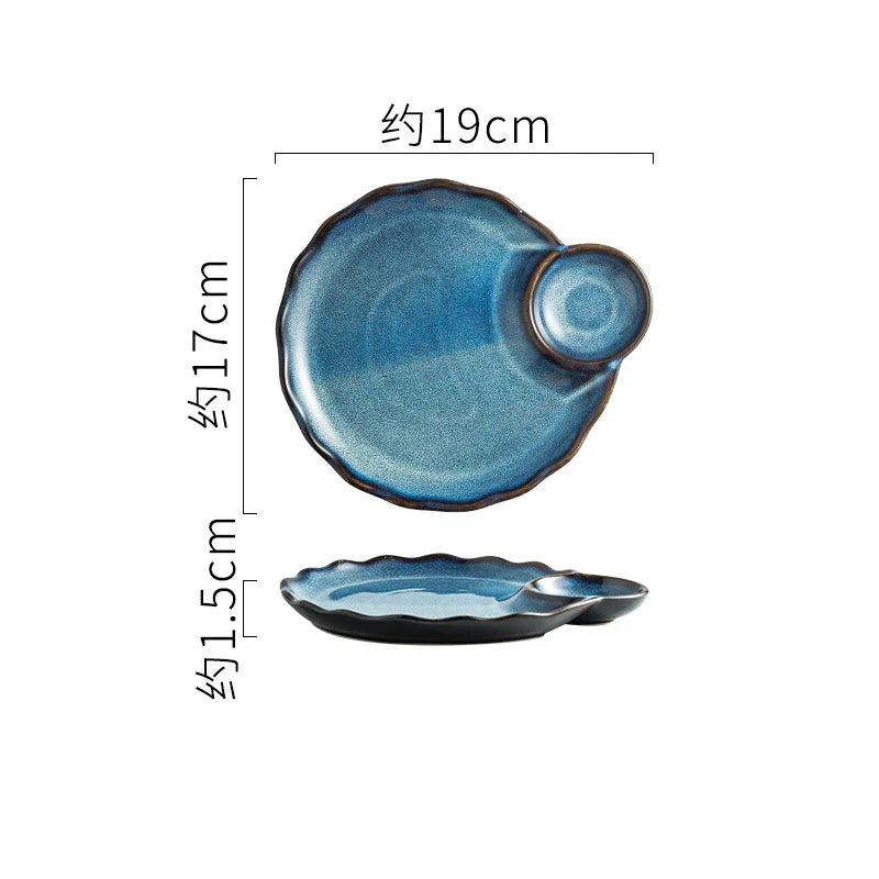 Vintage Irregular Ceramic Serving Plate – Creative Art for Sushi & Desserts