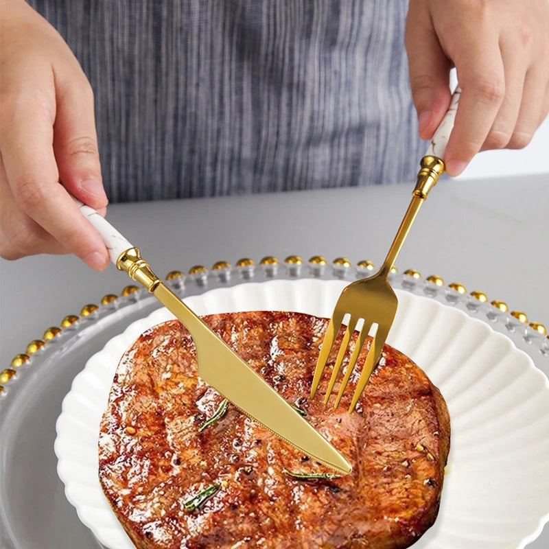 Luxury Marble Flatware with Stand.