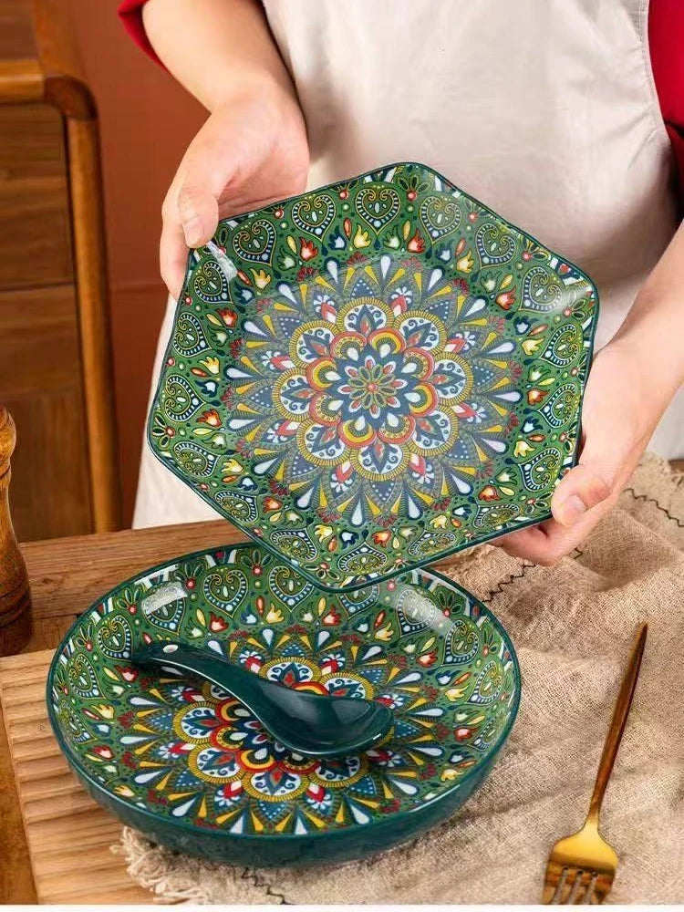 Creative Modern Ceramic Tableware Collection – Handle Bowls & Steak Plates