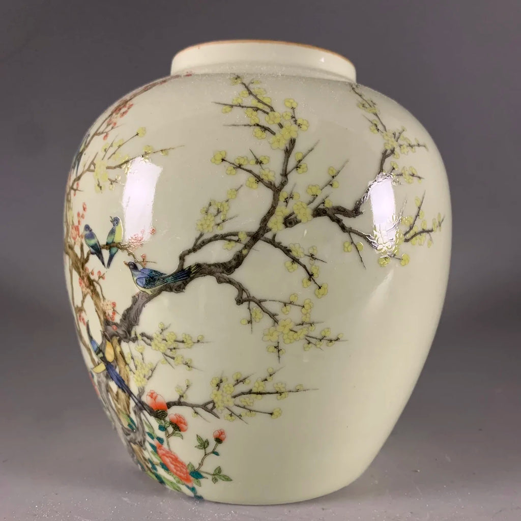 "Twelve Magpies" Antique Style Underglaze Porcelain Vase – Collectible Art