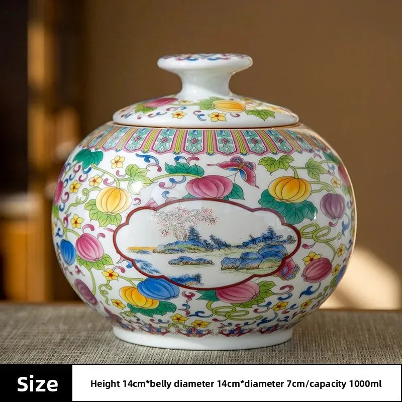 Classic Blue & White Porcelain Tea Canister – Moisture-Proof Storage Jar