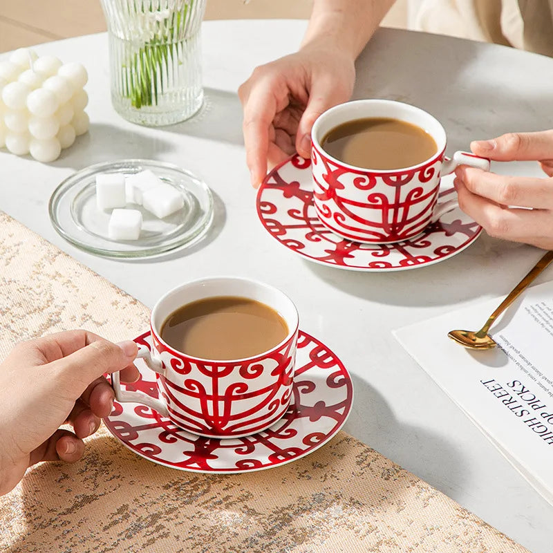 Classic English Style Ceramic Coffee Cup & Saucer Set