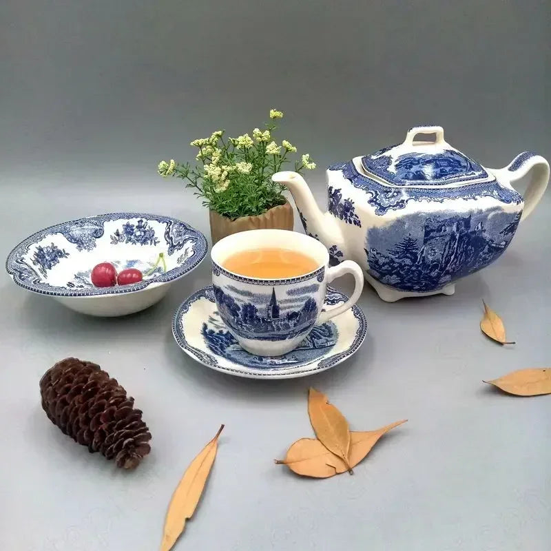"Palace Blue Castle" American Classic Painted Tea & Dessert Set