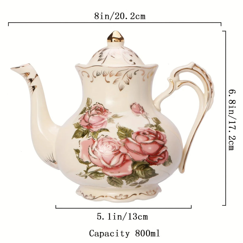 Classic Floral Ceramic Cup & Saucer Set (Ivory Edition)