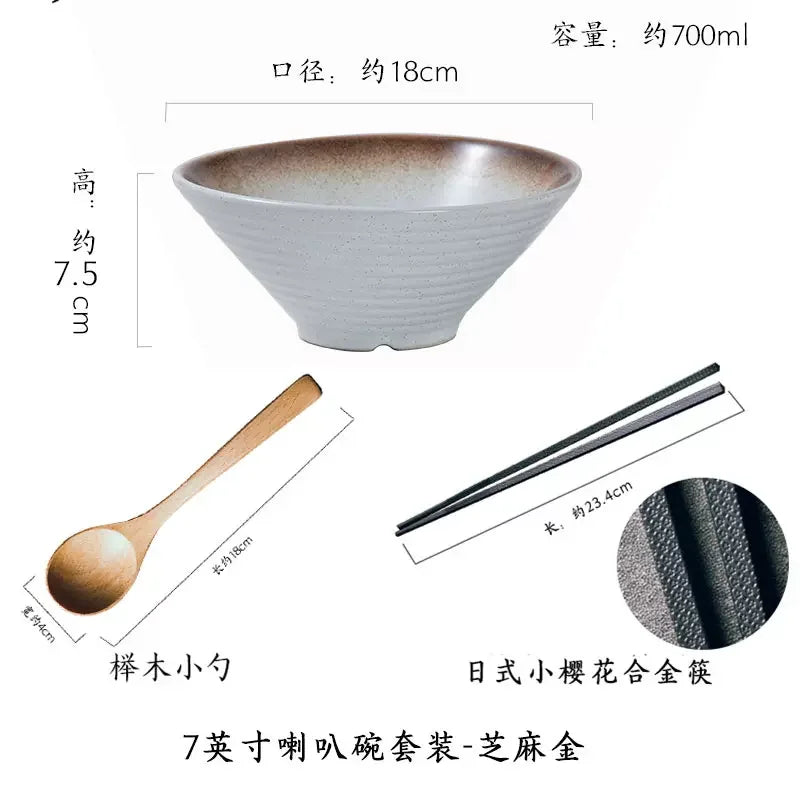 Japanese "Bamboo Hat" Ceramic Ramen Bowl – Creative Conical Noodle & Soup Bowl