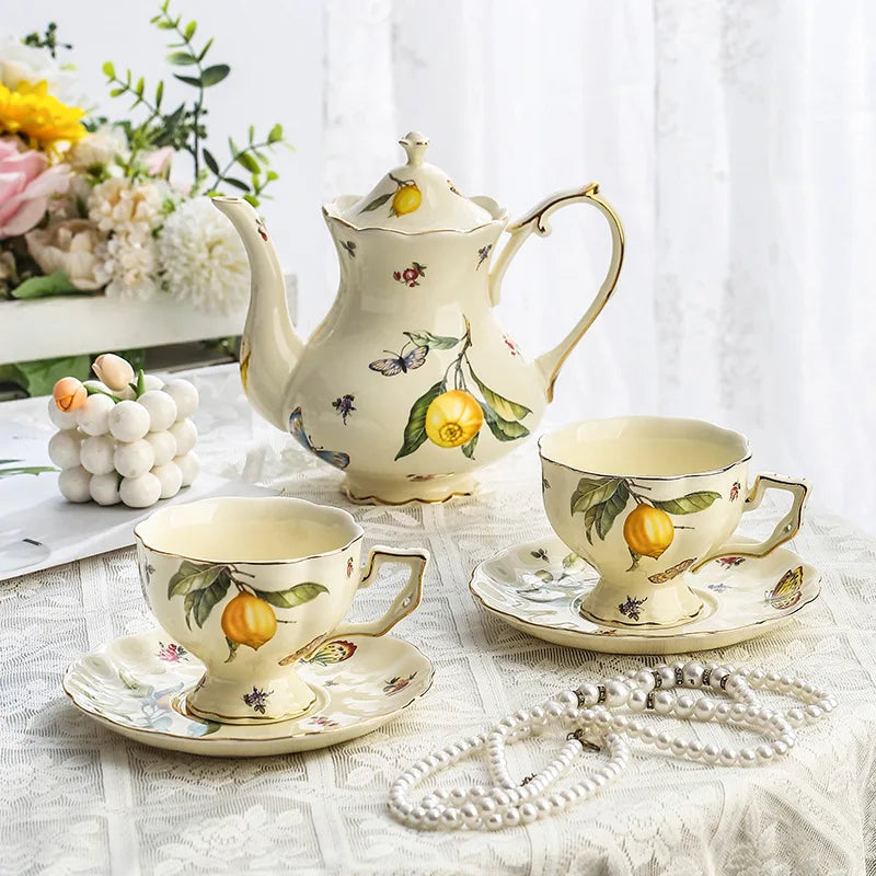 Vintage Lemon Teapot & Cup Set – Tania Bulhoes Inspired