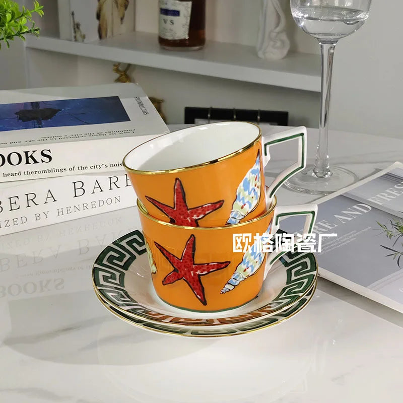 European Light Luxury Coffee Set (Ocean Myth Theme)