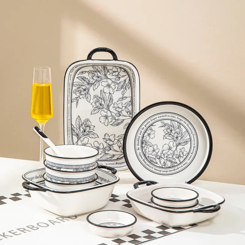 Premium Underglaze Ceramic Dinnerware Gift Set (Bowls & Dishes)