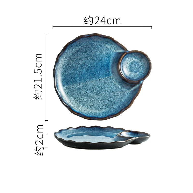 Vintage Irregular Ceramic Serving Plate – Creative Art for Sushi & Desserts
