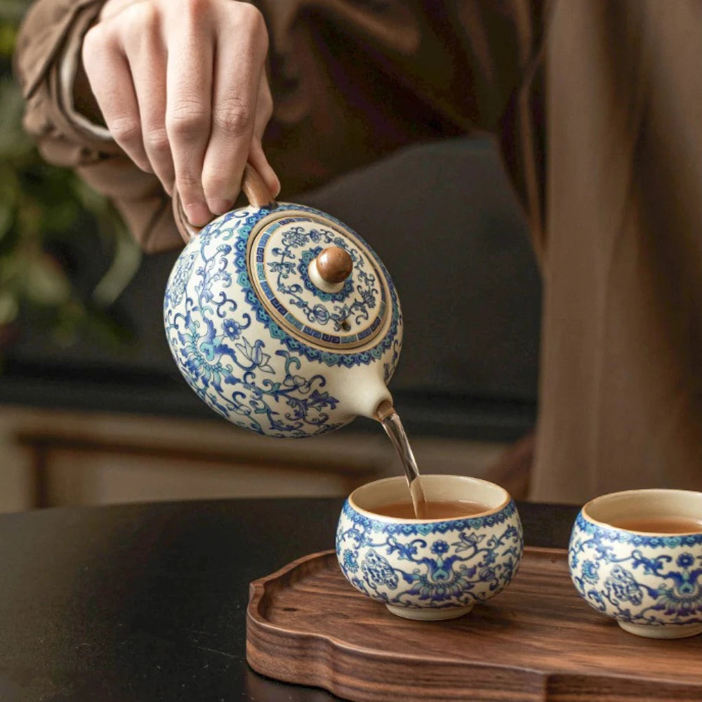 High-End Chinese Ru Ware Teapot & 2 Cups Set