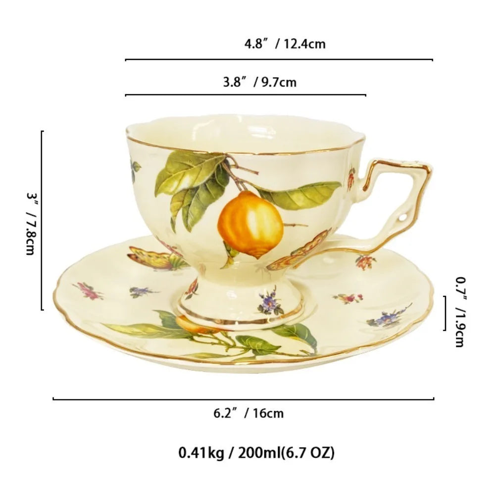 Retro Gold-Trimmed Coffee Cup.
