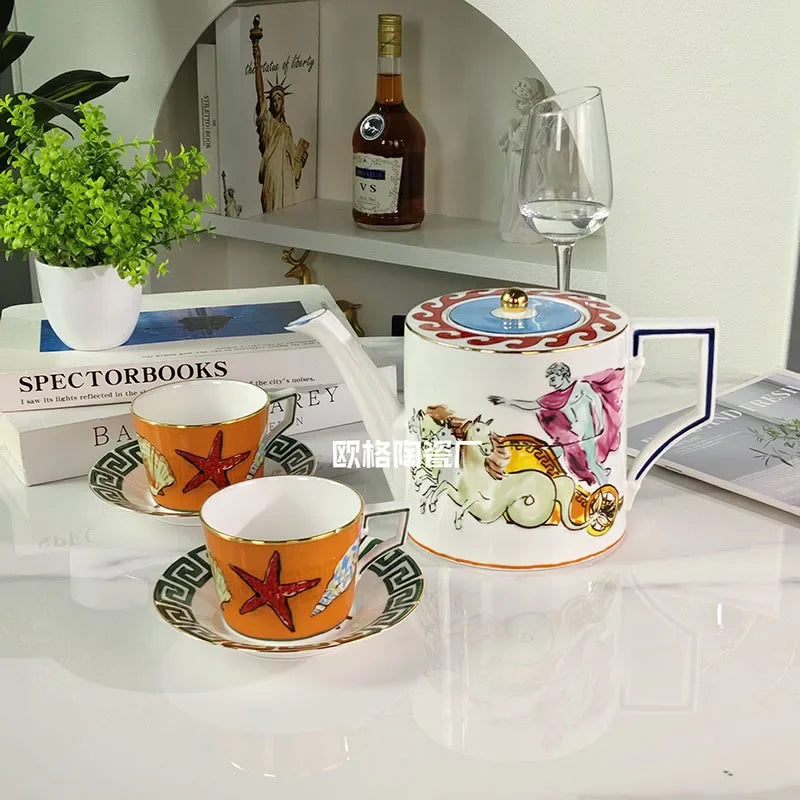 European Light Luxury Coffee Set (Ocean Myth Theme)