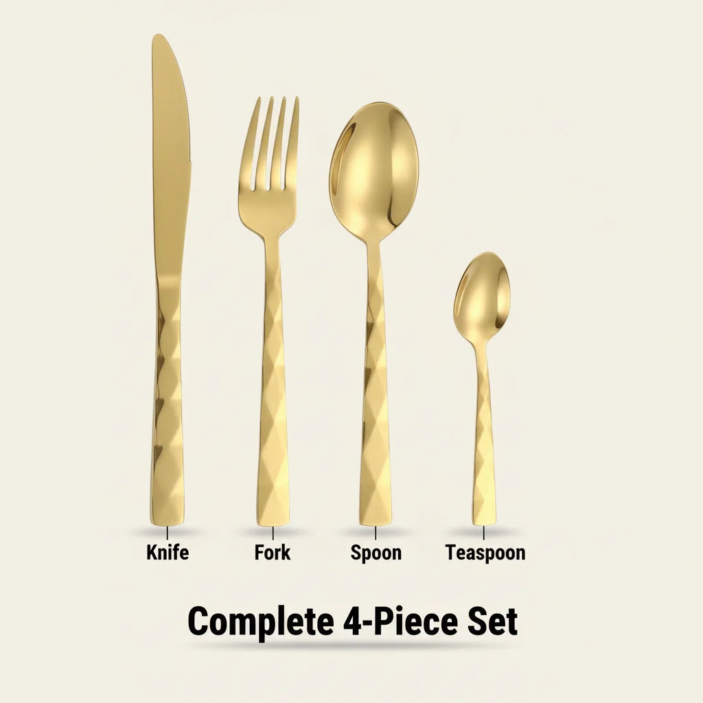 Modern 4-Piece Kitchen Utensil Set (Stainless Steel)