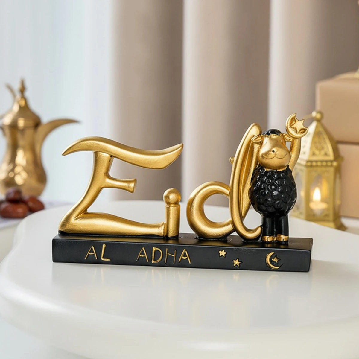 Eid Al-Fitr Lamb Holding Star & Moon Statue