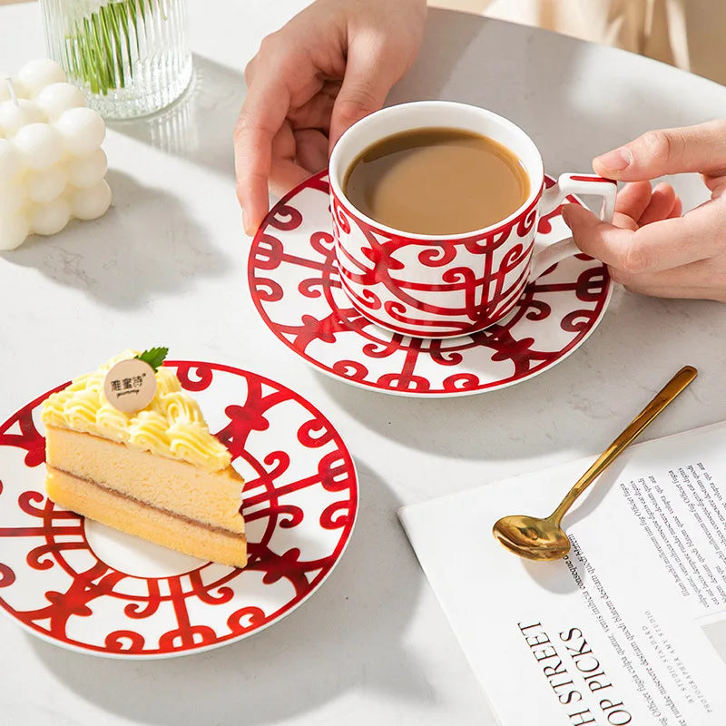 Classic English Style Ceramic Coffee Cup & Saucer Set