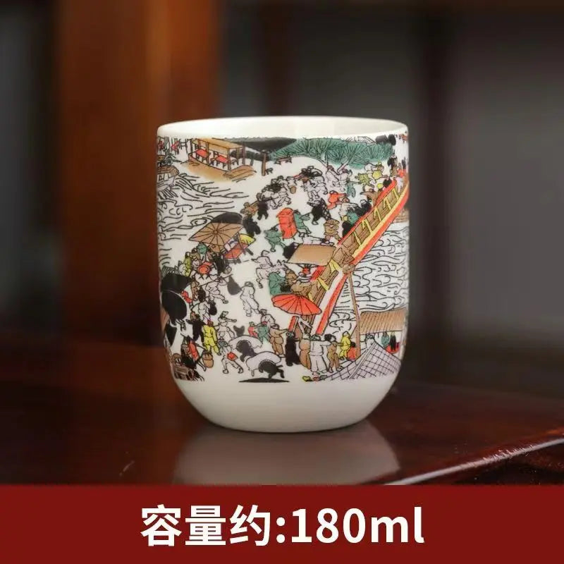 Japanese-Style Hand-Painted Ceramic Tea Set (Under-Glaze)