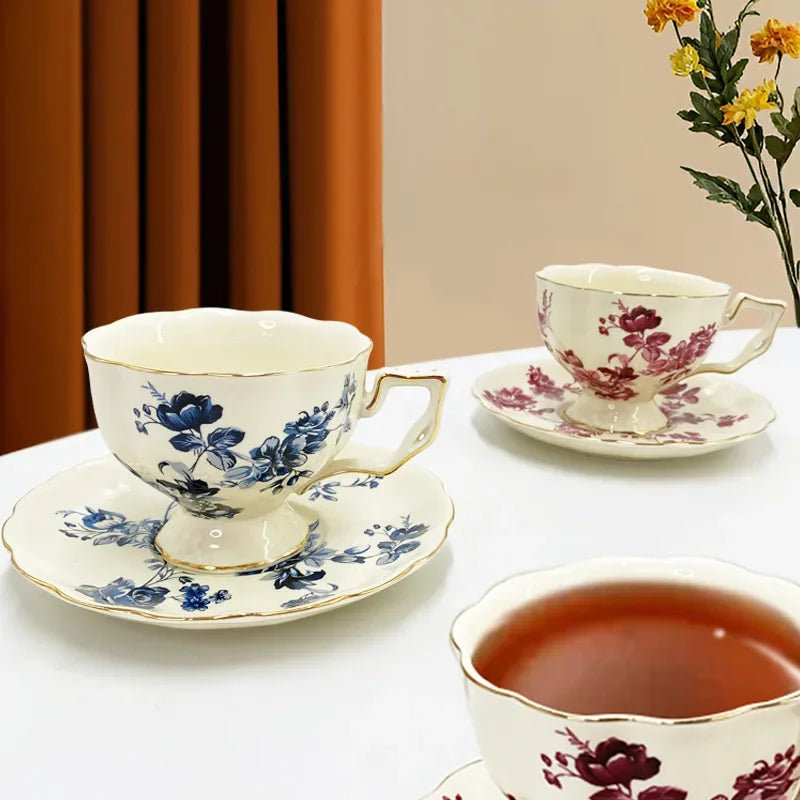 Vintage European Gold-Rimmed Tea Set