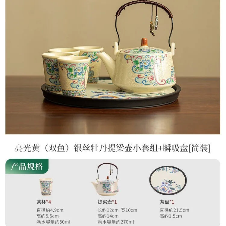 Zen Ceremony Tea Set – Luxury Hand-Painted Peony