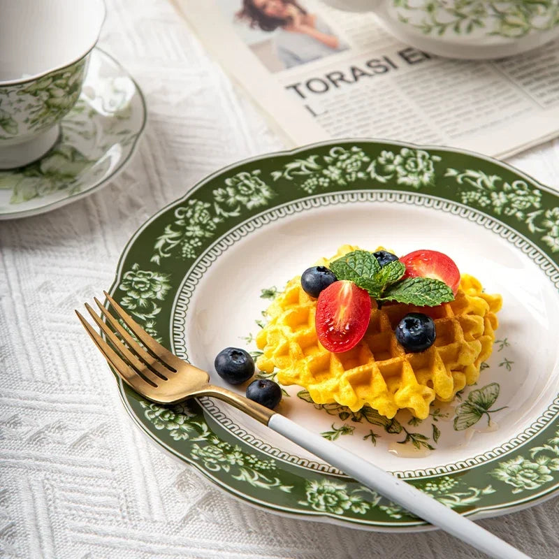 Retro Ceramic Dinnerware Set – Fish & Vegetable Serving Plates