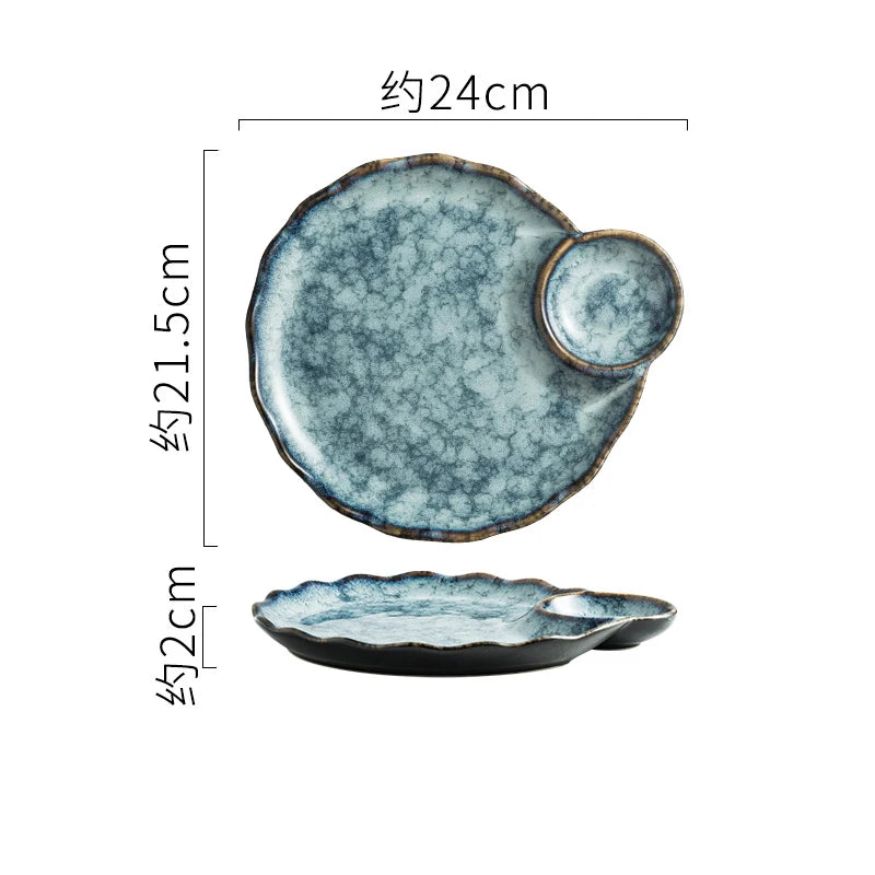 Vintage Irregular Ceramic Serving Plate – Creative Art for Sushi & Desserts