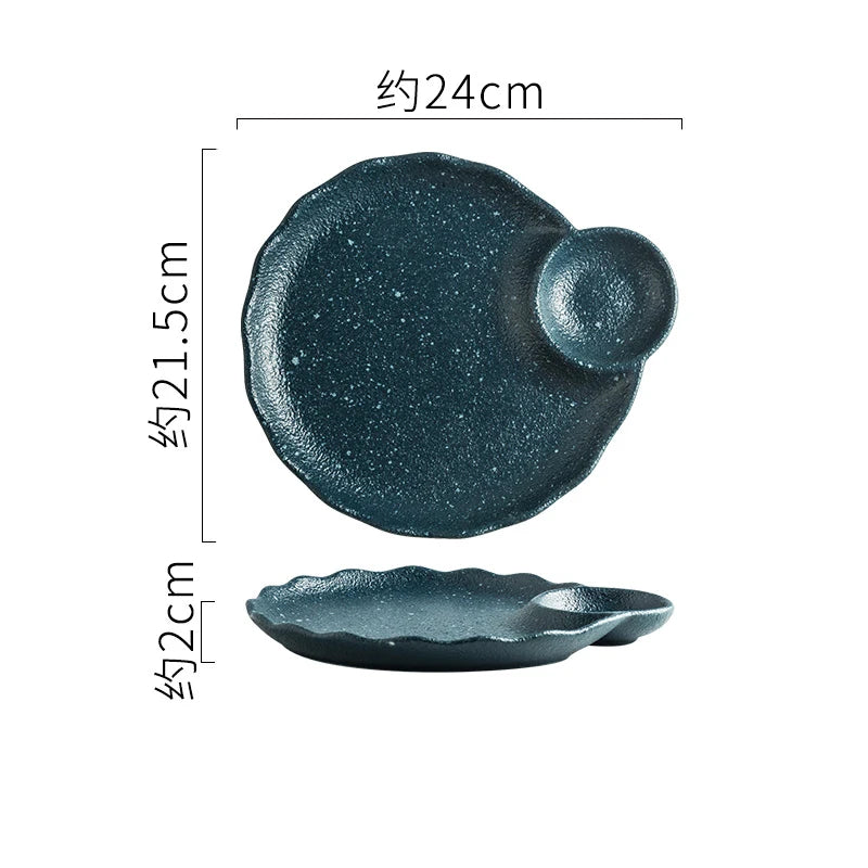 Vintage Irregular Ceramic Serving Plate – Creative Art for Sushi & Desserts