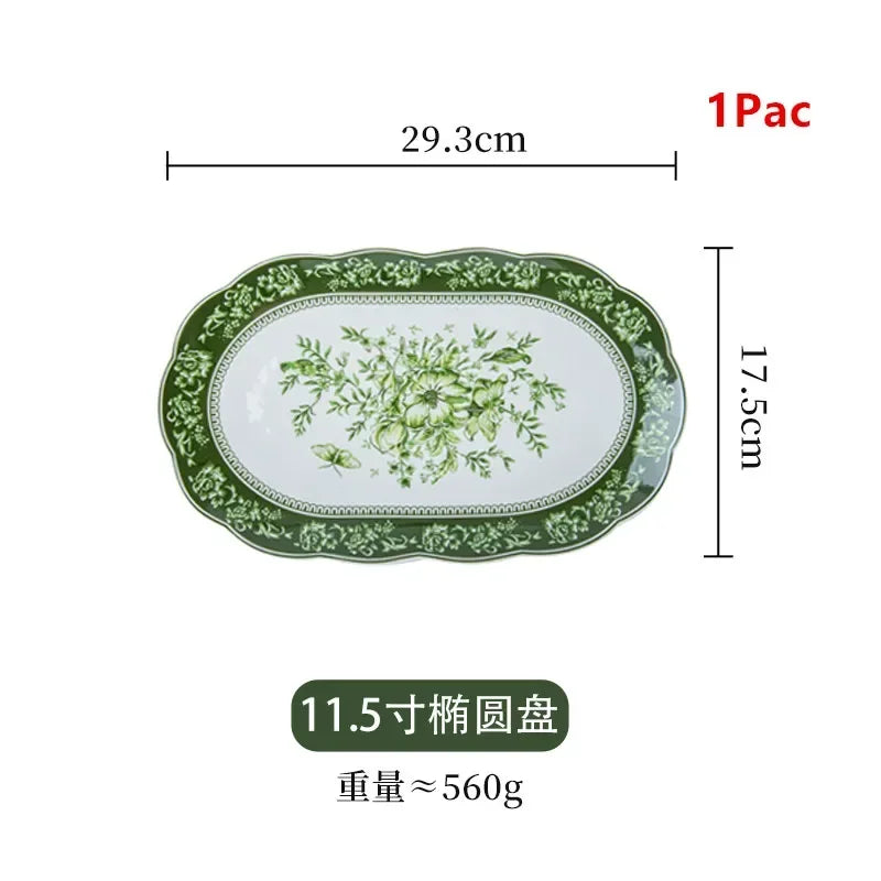 Retro Ceramic Dinnerware Set – Fish & Vegetable Serving Plates