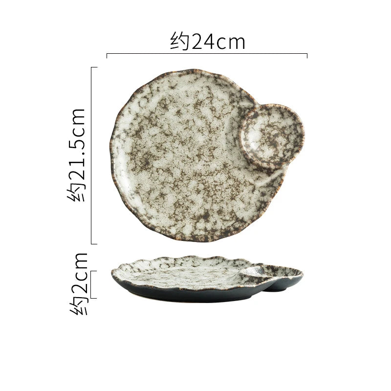 Vintage Irregular Ceramic Serving Plate – Creative Art for Sushi & Desserts