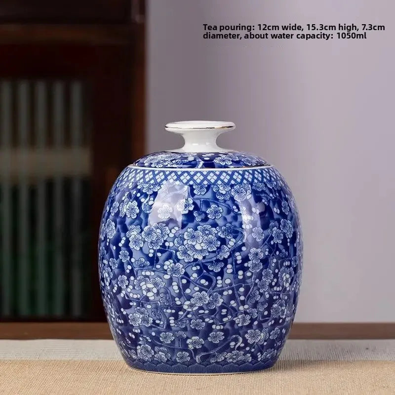 Classic Blue & White Porcelain Tea Canister – Moisture-Proof Storage Jar