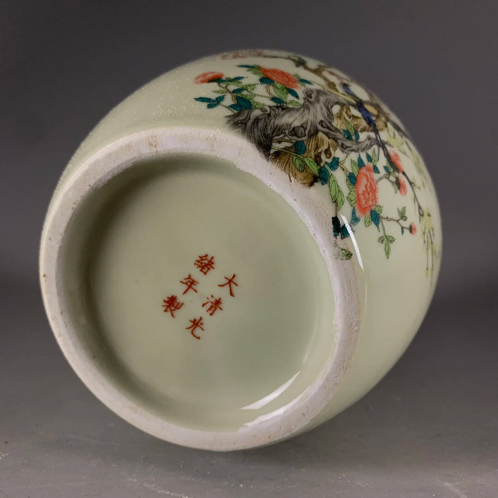 "Twelve Magpies" Antique Style Underglaze Porcelain Vase – Collectible Art