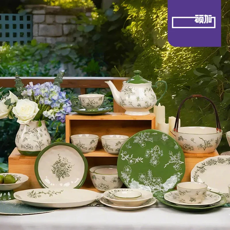 Vintage Charm Heat-Resistant Ceramic Dinnerware Set – Lead-Free & Microwavable