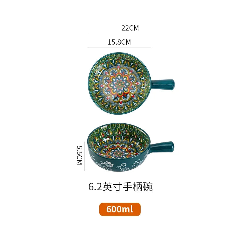 Creative Modern Ceramic Tableware Collection – Handle Bowls & Steak Plates
