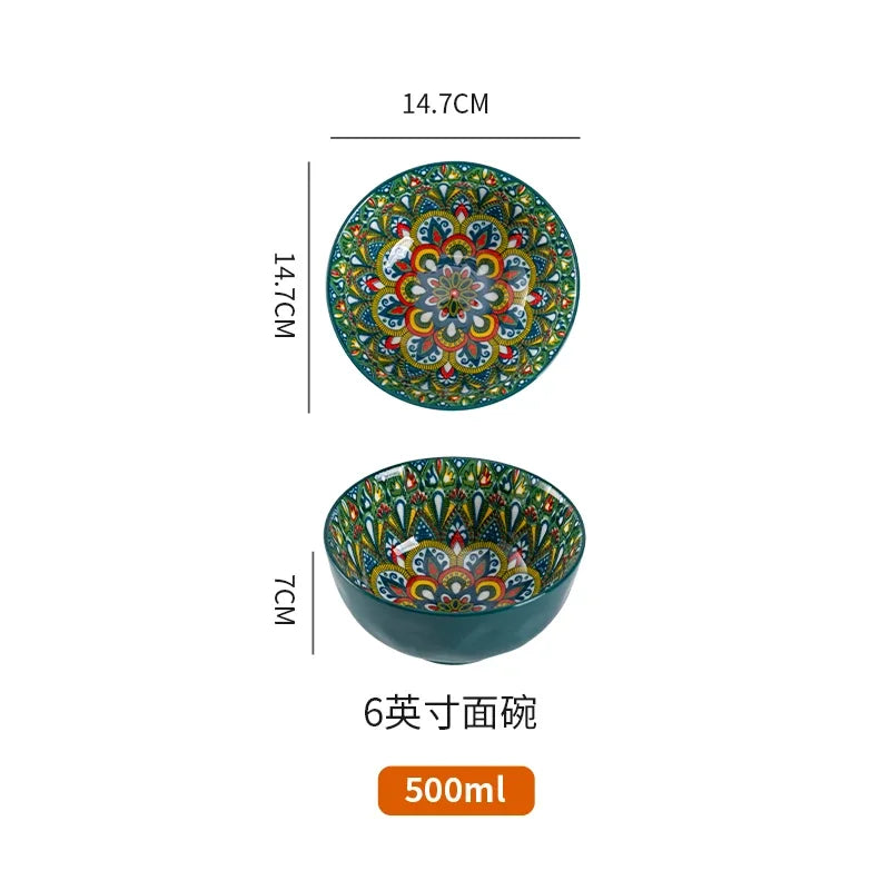 Creative Modern Ceramic Tableware Collection – Handle Bowls & Steak Plates