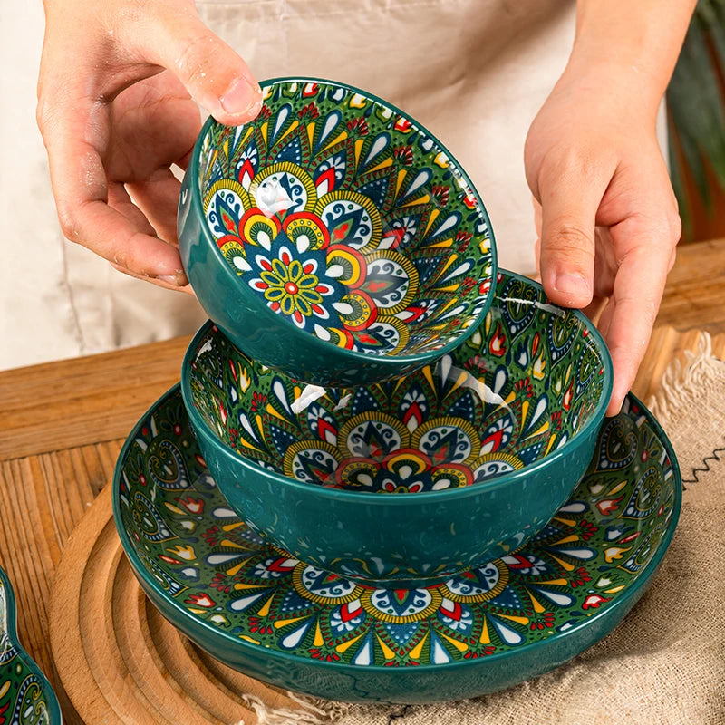 Creative Modern Ceramic Tableware Collection – Handle Bowls & Steak Plates